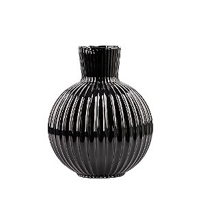 VASO DECORATIVO EM VIDRO PRETO