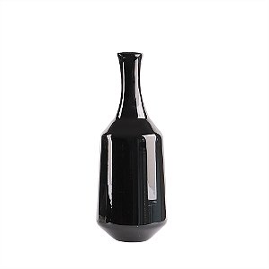 VASO DECORATIVO EM VIDRO PRETO