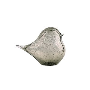 PASSARO DECORATIVO EM VIDRO FUME