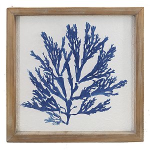 QUADRO DECORATIVO EM MADEIRA BRANCO E AZUL