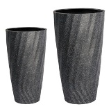 CJ. DE VASOS DE FIBER CLAY CINZA ESCURO - 2PCS