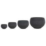 CJ. DE VASOS DE FIBER CLAY CINZA ESCURO - 4PCS