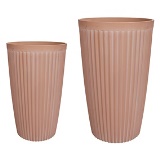 CJ. DE VASOS DE FIBER CLAY MARROM - 2PCS