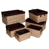 CONJ DE CESTOS DE FIBRA VEGETAL NATURAL - 6 PCS