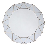 ESPELHO COM DETALHES GEOMETRICOS E METAL DOURADO