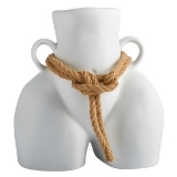 PECA DECORATIVA EM CERAMICA BRANCA COM CORDA SILHUETA FEMININA