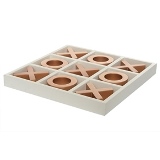 JOGO DA VELHA DECORATIVO DE MADEIRA BRANCO E COBRE