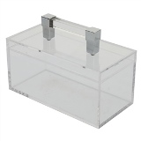 CAIXA DE ACRILICO E METAL TRANSPARENTE E PRATEADA