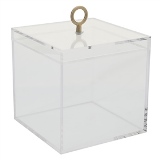 CAIXA DE ACRILICO E METAL TRANSPARENTE E DOURADA