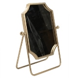 ESPELHO DE MESA DE METAL DOURADO