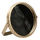 ESPELHO DE MESA DE METAL DOURADO