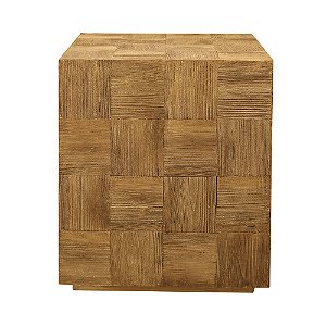 MESA DE LADO DE RESINA NA COR MADEIRA NATURAL