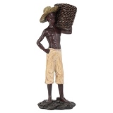 FIGURA DECORATIVA DE RESINA MARROM E BEGE