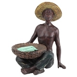 FIGURA DECORATIVA DE RESINA MARROM E BEGE