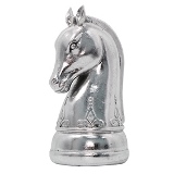 PECA DECORATIVA CAVALO DE RESINA PRATEADA