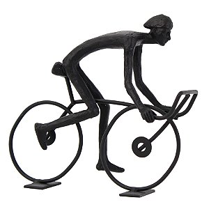 CICLISTA DECORATIVO DE RESINA PRETO