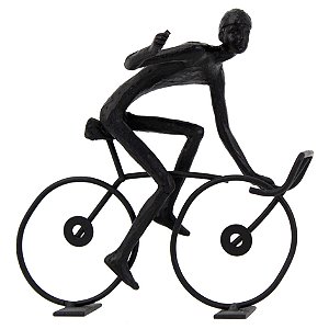 CICLISTA DECORATIVO DE RESINA PRETO