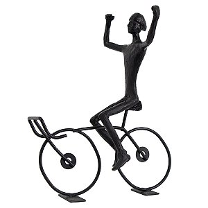 CICLISTA DECORATIVO DE RESINA PRETO