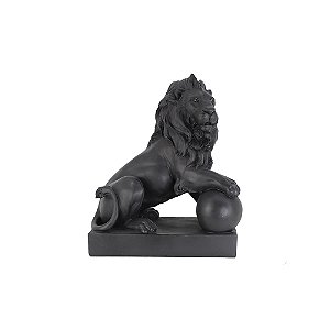 LEAO DECORATIVO EM RESINA PRETO