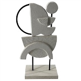 PECA DECORATIVA DE MADEIRA E METAL BRANCA E PRETA