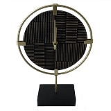 RELÓGIO DECORATIVO DE MADEIRA E METAL PRETO E DOURADO