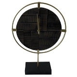 RELÓGIO DECORATIVO DE MADEIRA E METAL PRETO E DOURADO