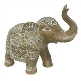 ELEFANTE DECORATIVO EM RESINA BEGE