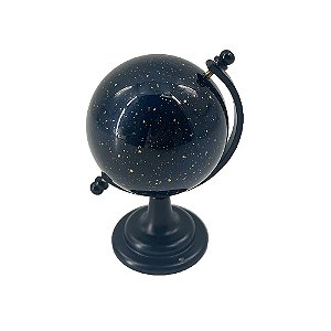 GLOBO DECORATIVO EM METAL E VIDRO PRETO E DOURADO