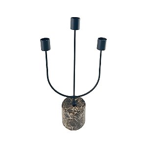 CASTICAL EM METAL E MARMORE PRETO E MARROM