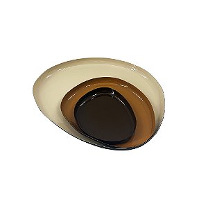 CJ DE BANDEJAS EM METAL BEGE E MARROM 3 PCS