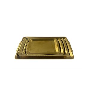 CJ DE BANDEJAS EM METAL DOURADO 4PCS