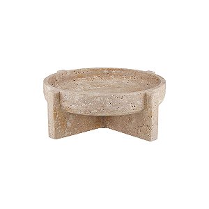 CENTRO DE MESA EM MARMORE TRAVERTINO BEGE