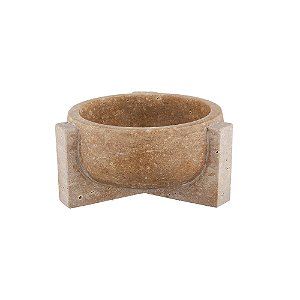 CENTRO DE MESA EM MARMORE TRAVERTINO BEGE