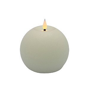 VELA DECORATIVA REDONDA COM LED EM CERA COR BRANCA