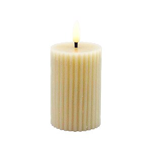 VELA DECORATIVA COM LED EM CERA COR BEGE