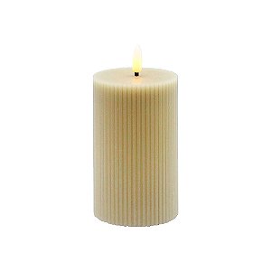 VELA DECORATIVA COM LED EM CERA COR BEGE