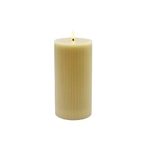 VELA DECORATIVA COM LED EM CERA COR BEGE