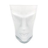 VASO DE VIDRO COM FACE ESTILO MOAI BRANCO FOSCO