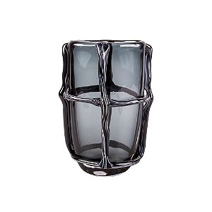 VASO DE VIDRO FUME ESTILO MURANO