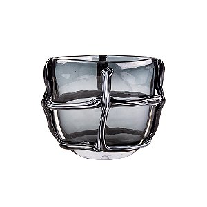 VASO DE VIDRO FUME ESTILO MURANO