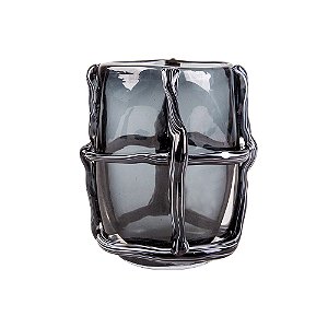 VASO DE VIDRO FUME ESTILO MURANO