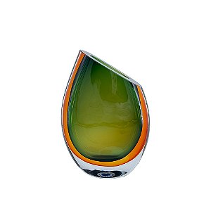 VASO DE VIDRO VERDE ESTILO MURANO