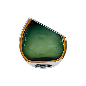 VASO DE VIDRO VERDE ESTILO MURANO