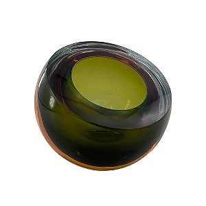 VASO DE VIDRO VERDE ESTILO MURANO