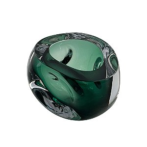 VASO DE VIDRO VERDE ESTILO MURANO