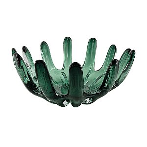 CENTRO DE MESA EM VIDRO VERDE ESTILO MURANO