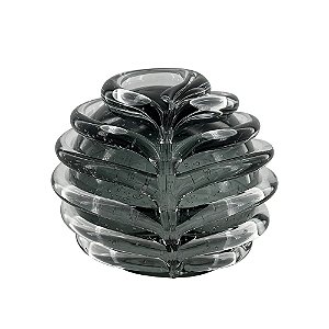 VASO DECORATIVO DE VIDRO FUME ESTILO MURANO