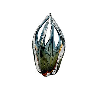 VASO DE VIDRO VERDE ESTILO MURANO