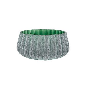 VASO DECORATIVO EM VIDRO VERDE FOSCO ESTILO MURANO