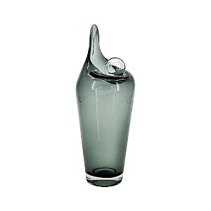 VASO DECORATIVO EM VIDRO VERDE COM DETALHE BOLA ESTILO MURANO